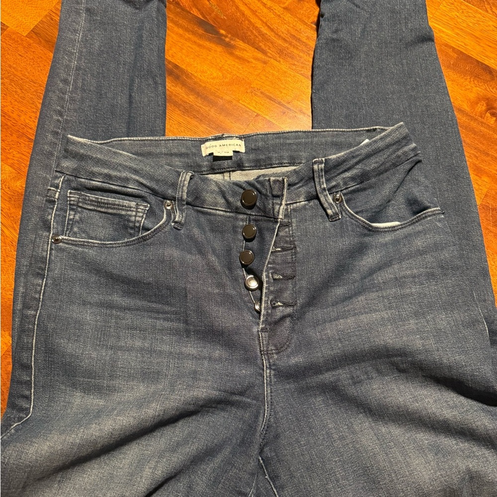 Good American High Rise Dark Blue Jeans